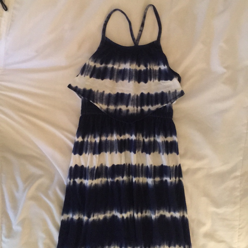 Girls tie-dye blue and white dress.